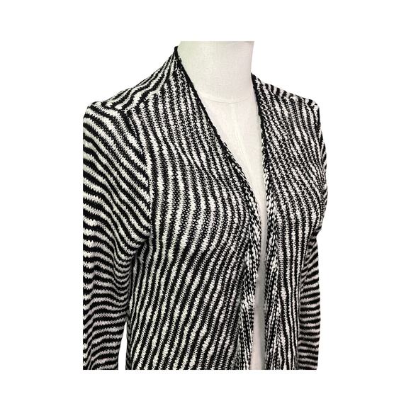 O’Neill Black White Open Front Cardigan Sweater Size S 100% Cotton Boho Drape - Picture 5 of 7